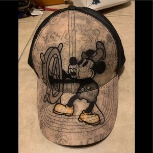 Disney Parks Excl. Mickey Mouse Steamboat Willie Hat Cap Adjustable Black NWT